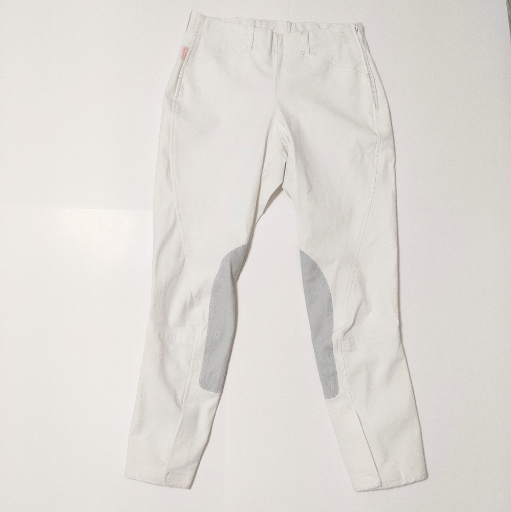 THE TAILORED SPORTSMAN  Low-Rise Side-Zip Breech Grey Knee Patch sz 26 Reg